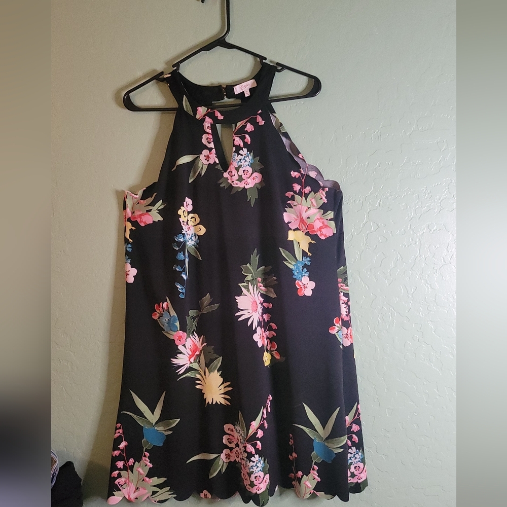 Candie's Black Floral Halter Dress
